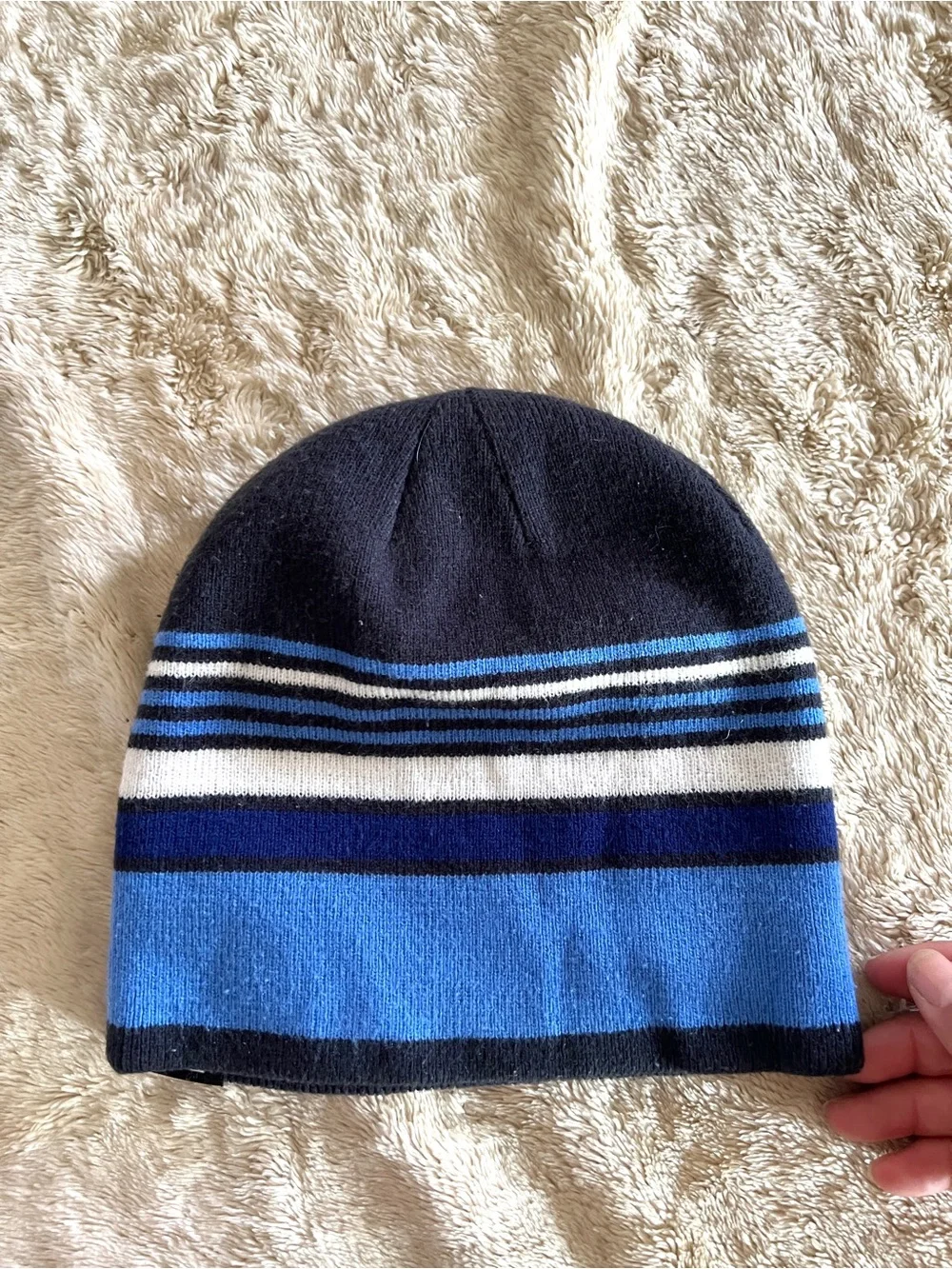 NIKE Boy's Reversible Blue & Black Beanie